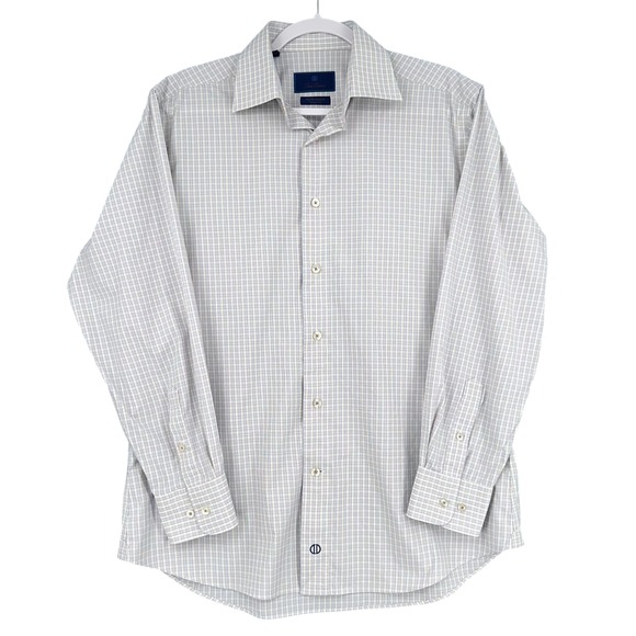 David Donahue Men's Plaid Dress Shirt Performance Trim Fit 16 32/33 - Picture 1 of 6
